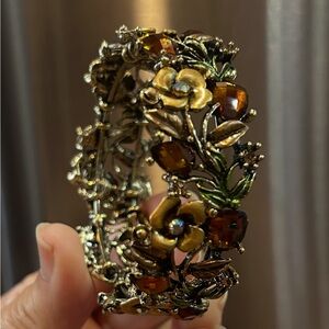 Floral Gold and Brown Bracelet